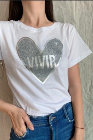 Remera VIVIR - Plata